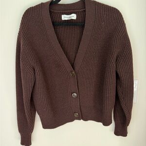 SAMSOE Wool Brown Ribbed Cardigan